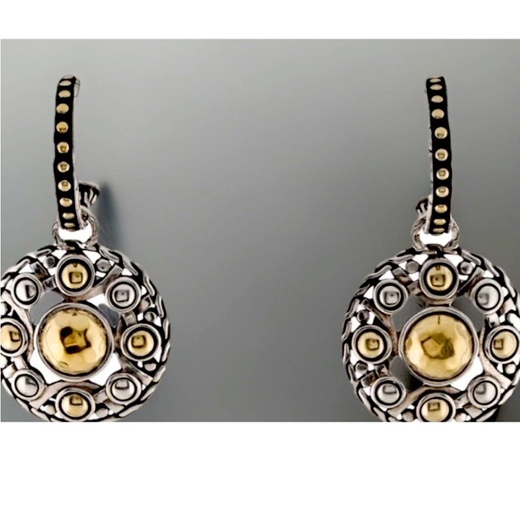 John Hardy Palu Bulan two tone drop earrings 18k &24 k Gold ; 925 silver New - Picture 1 of 10